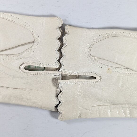 Vintage Gaymode Italy white leather driving gloves size 7 - Picture 5 of 7